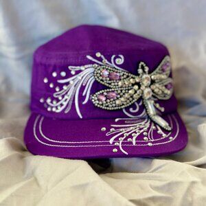 Hat~Rhinestone~Dragonfly~Cadet style~adjustable velcro back